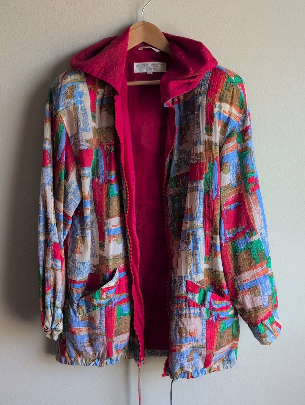 Vintage Easton Multicolor Abstract-Print Windbreaker Jacket, Size M/L